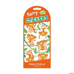 Happy Monkeys Furry Stickers: Pack Of 12