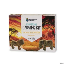Soapstone Carving Kits: Lion & Elephant