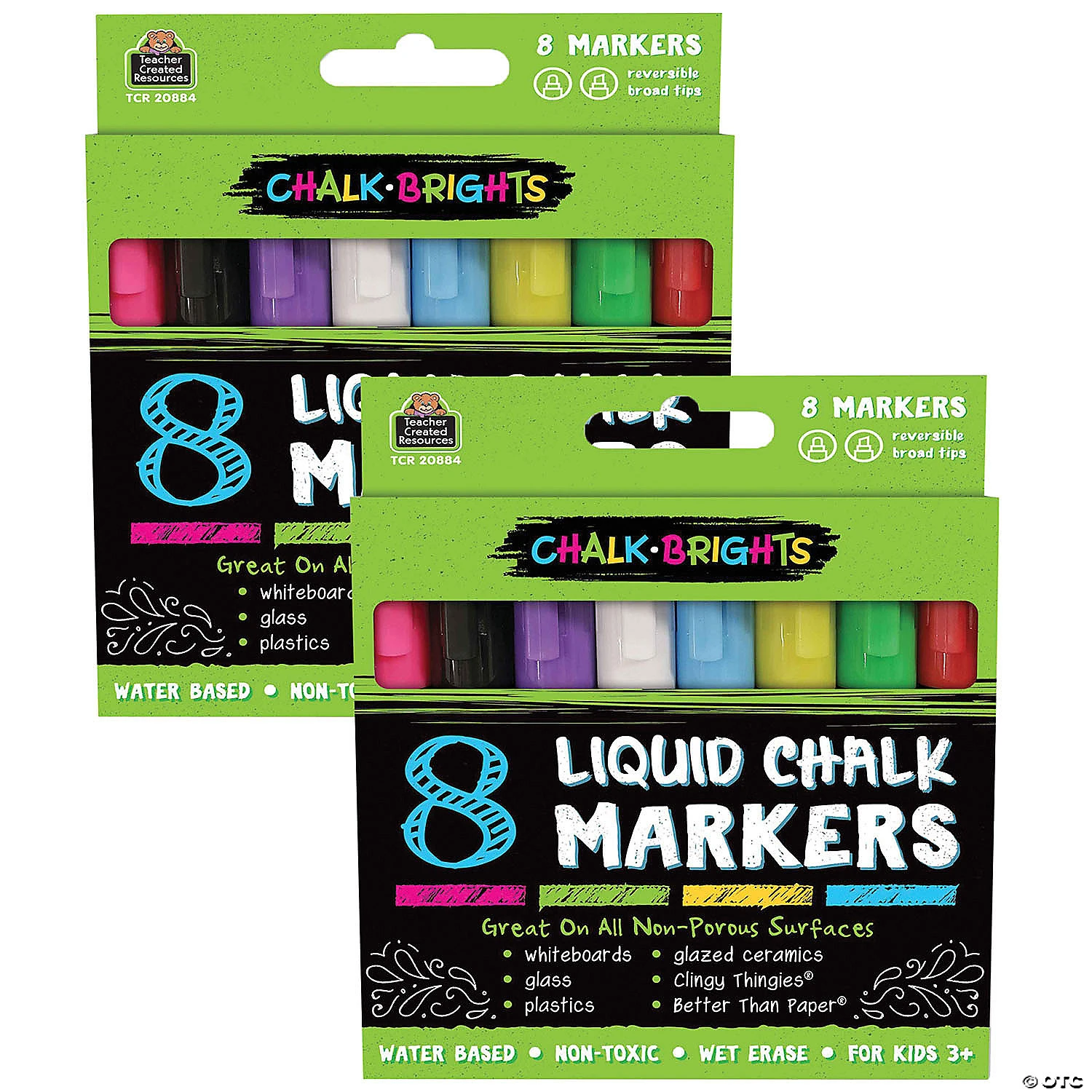 Teacher Created Resources Chalk Brights Liquid Chalk Markers, 8 Per Pack, 2 Packs